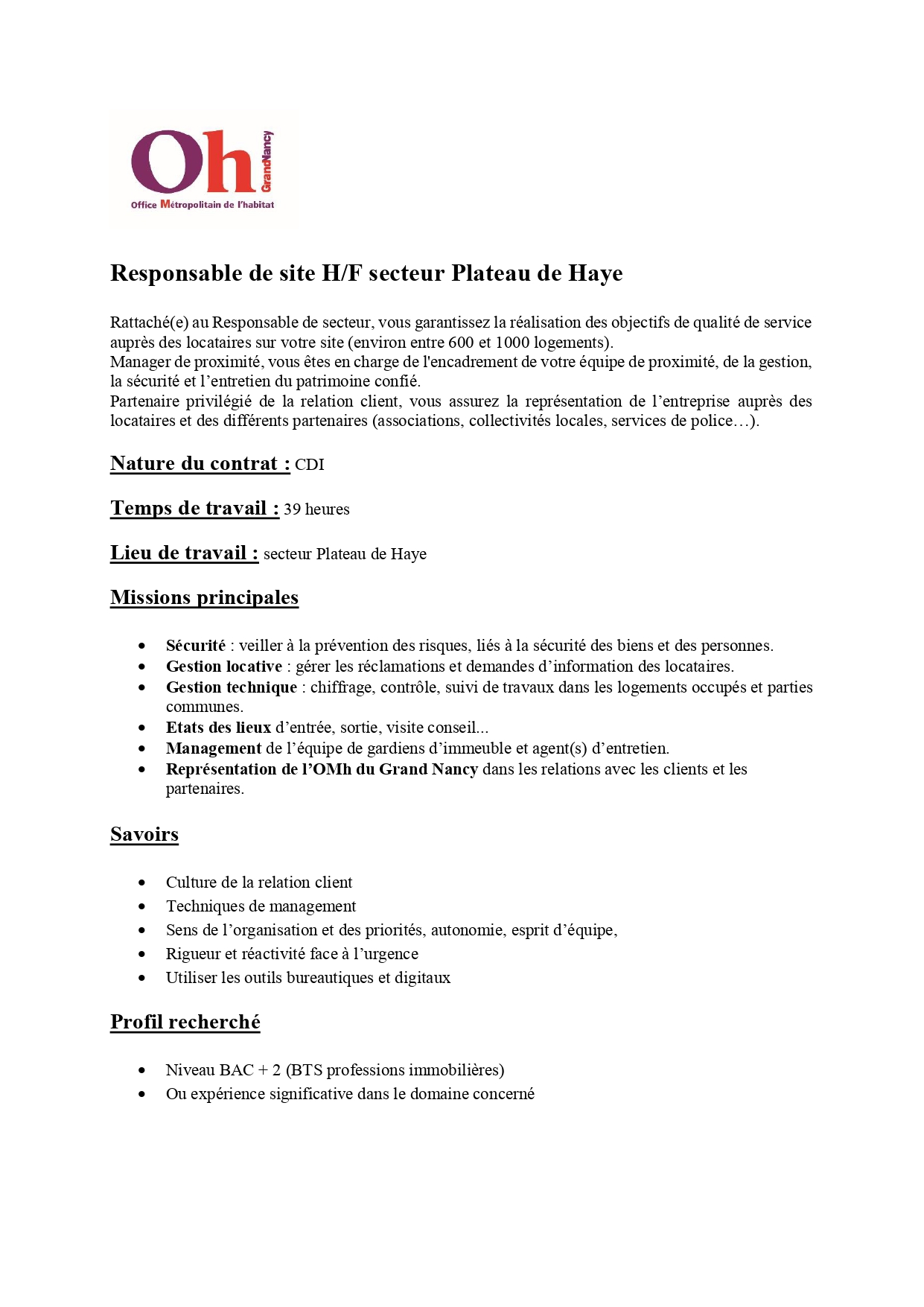 Annonce recrutement Rsite mars 2022